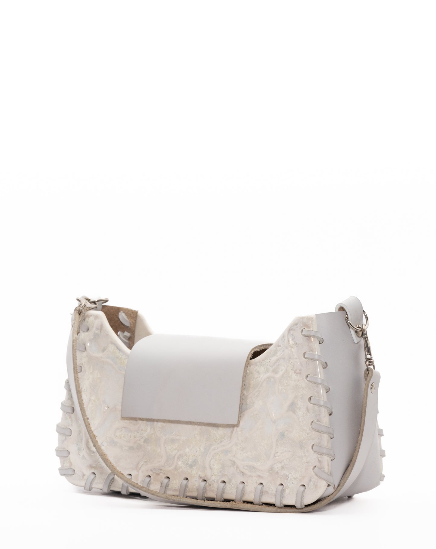Sac porcelaine et cuir upcyclé ❄️cristaux reliefs❄️