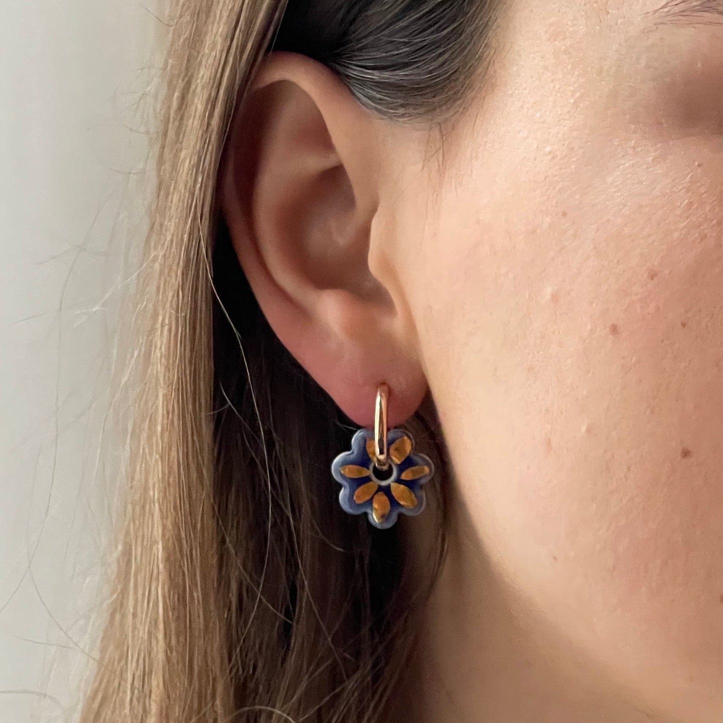 BO888 mini fleur cobalt et or