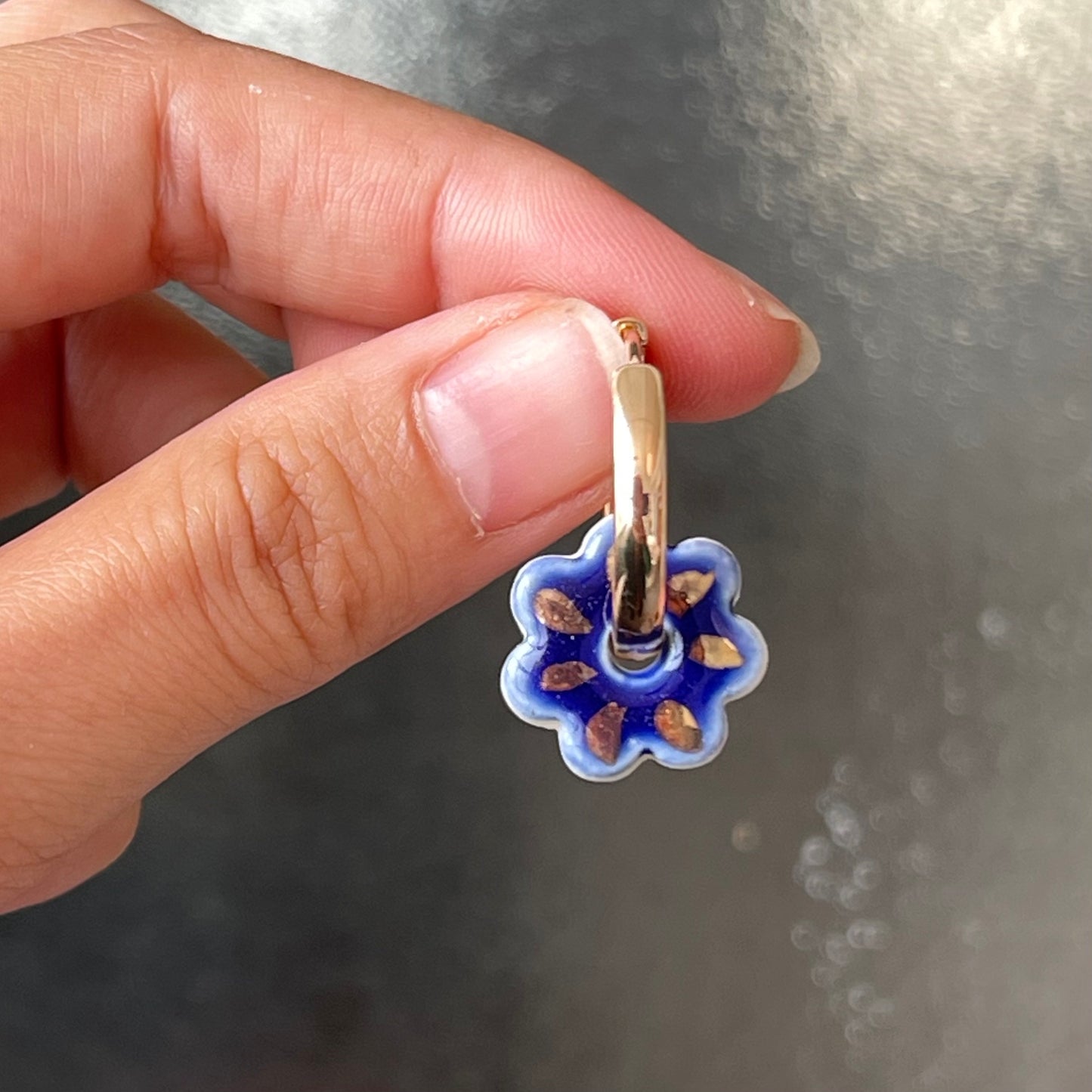 BO888 mini fleur cobalt et or