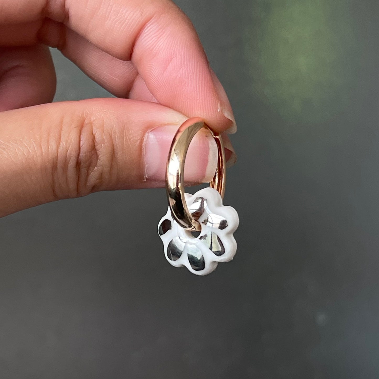 BO888 mini fleur blanc et argent