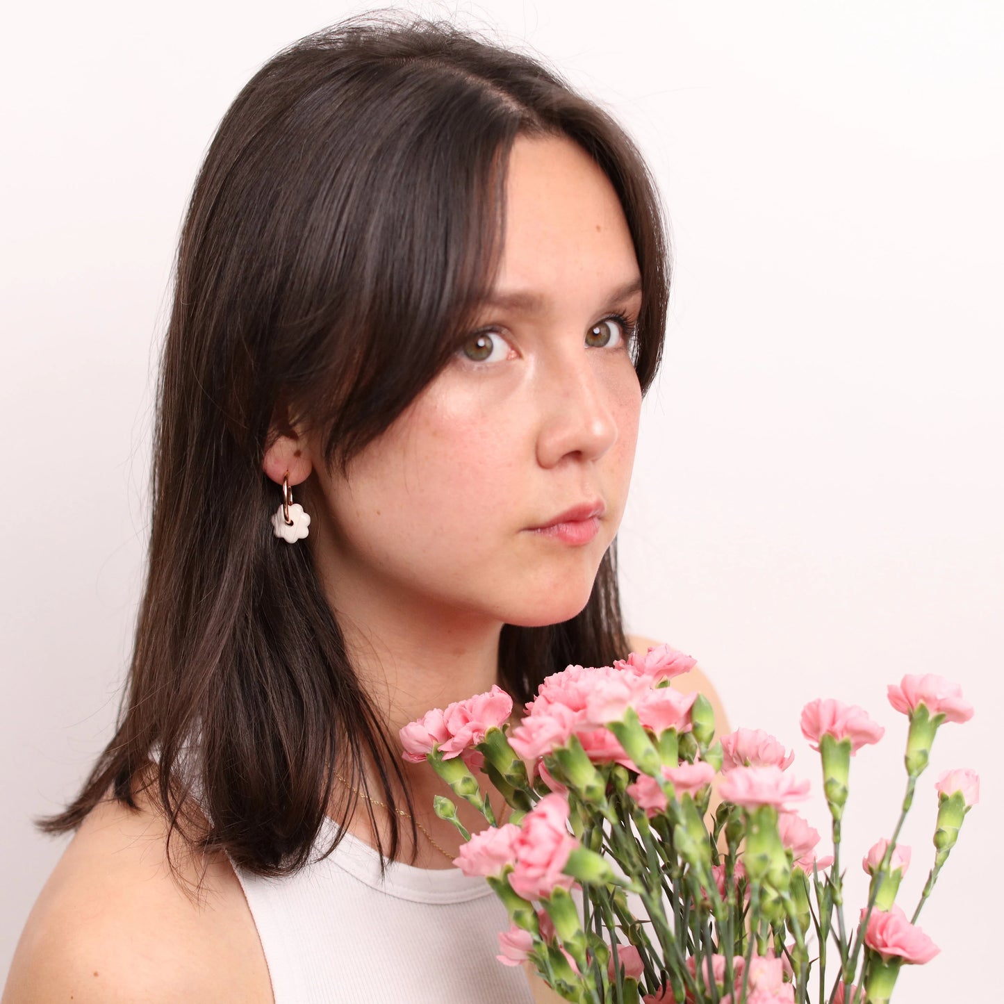 BO888 mini fleur blanc et argent