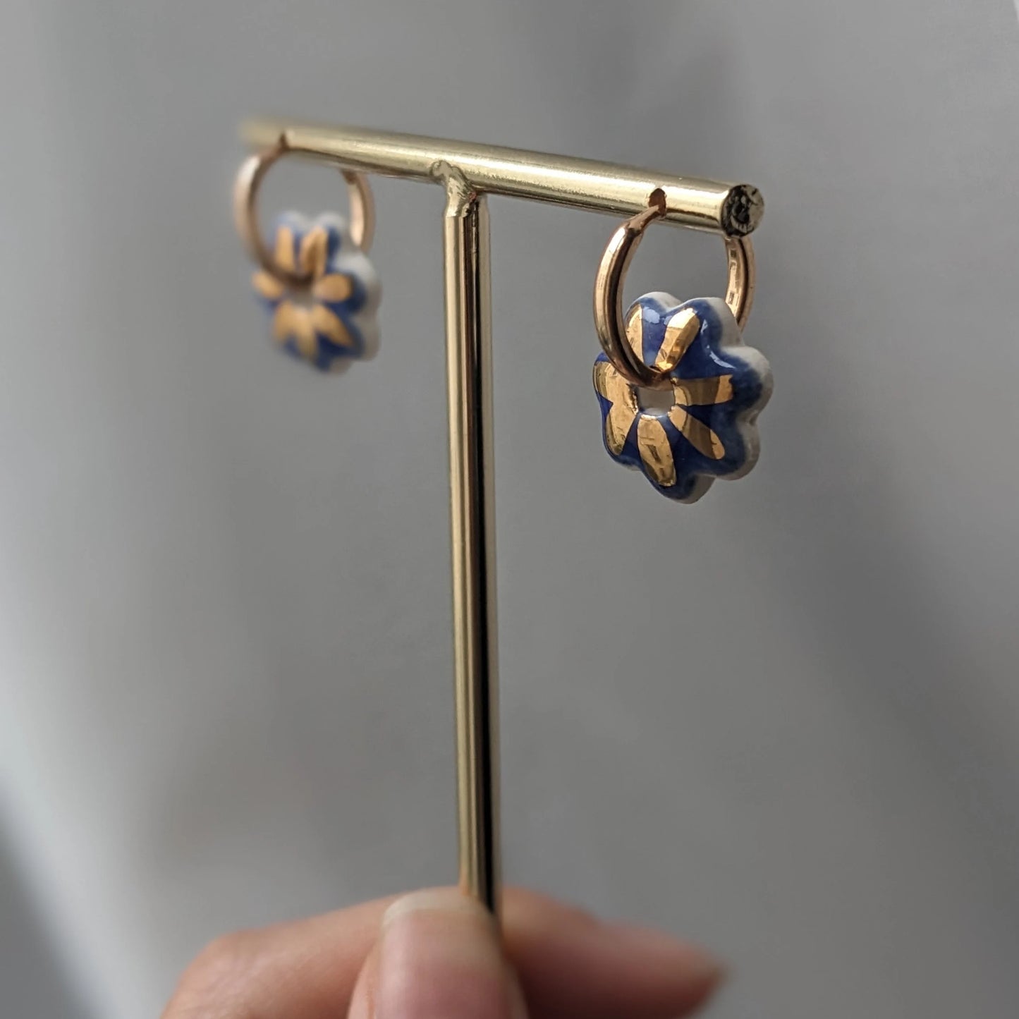 BO888 mini fleur cobalt et or