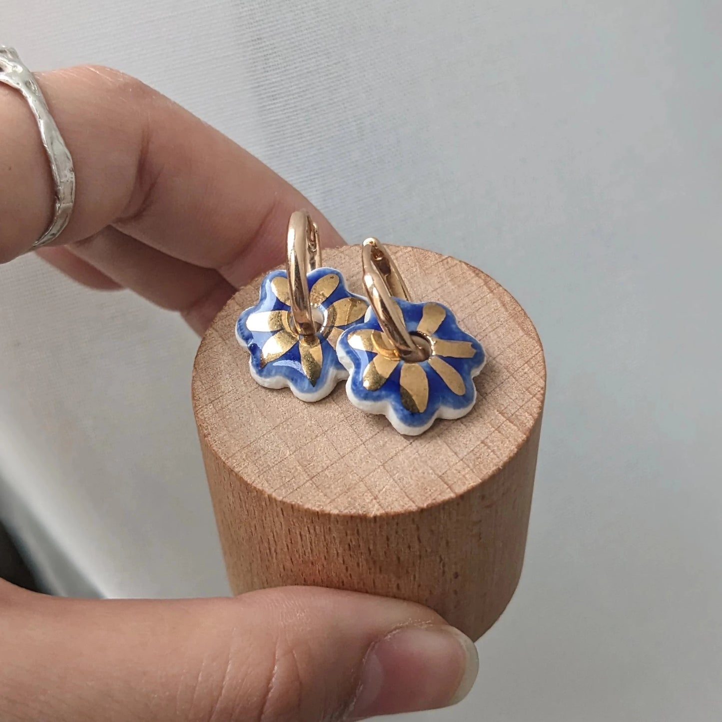 BO888 mini fleur cobalt et or