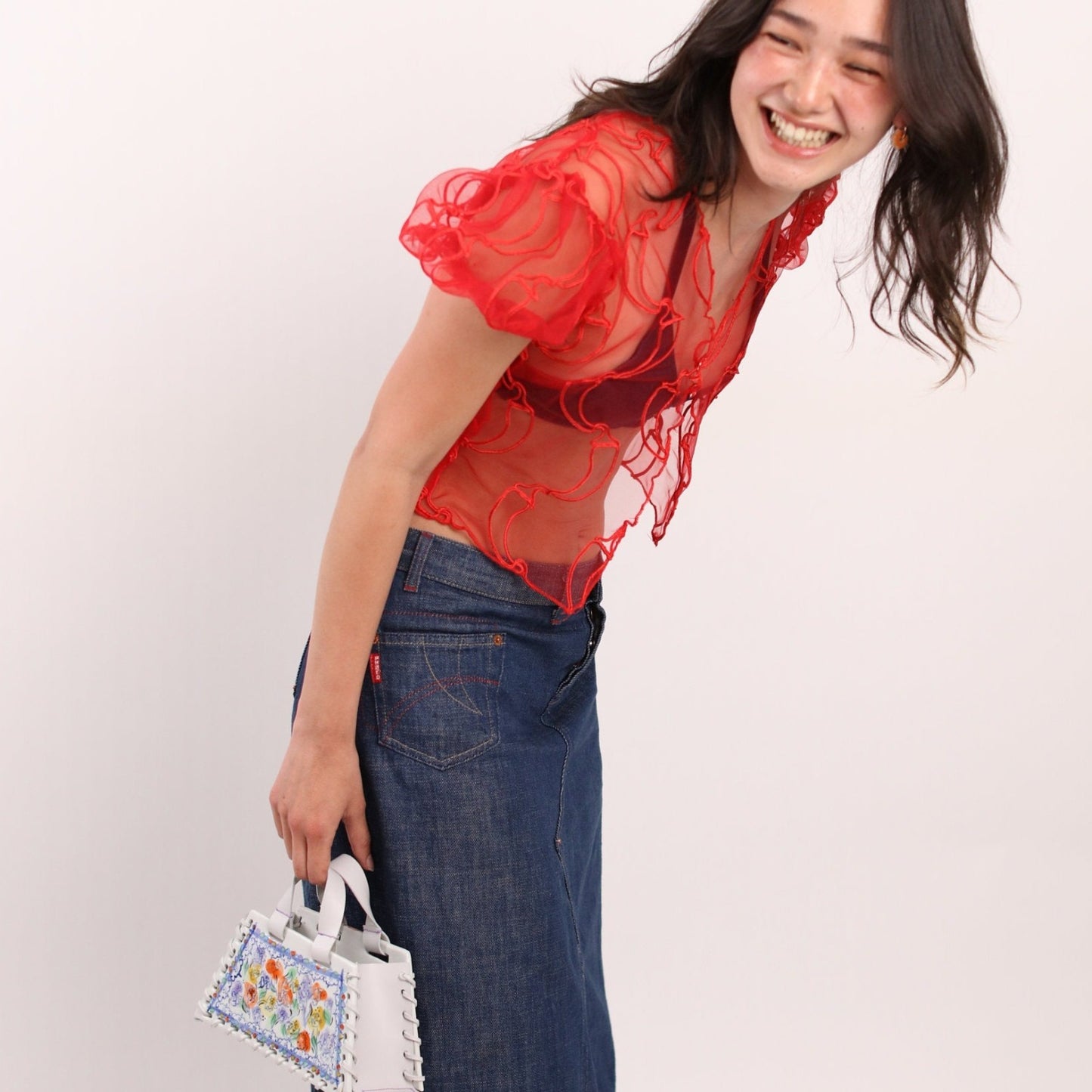 Sac porcelaine et cuir upcyclé 🌻fleuri🌻