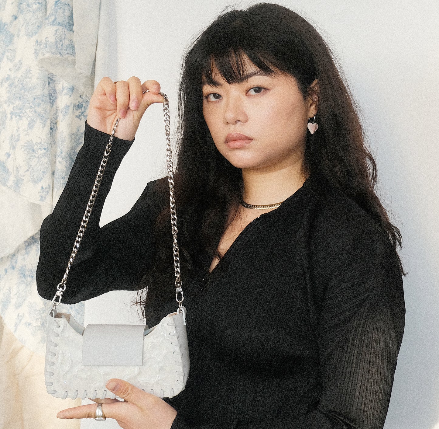 Sac porcelaine et cuir upcyclé ❄️cristaux reliefs❄️