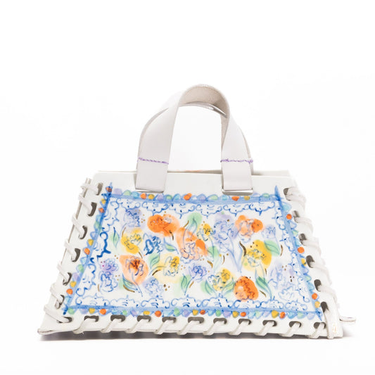 Sac porcelaine et cuir upcyclé 🌻fleuri🌻