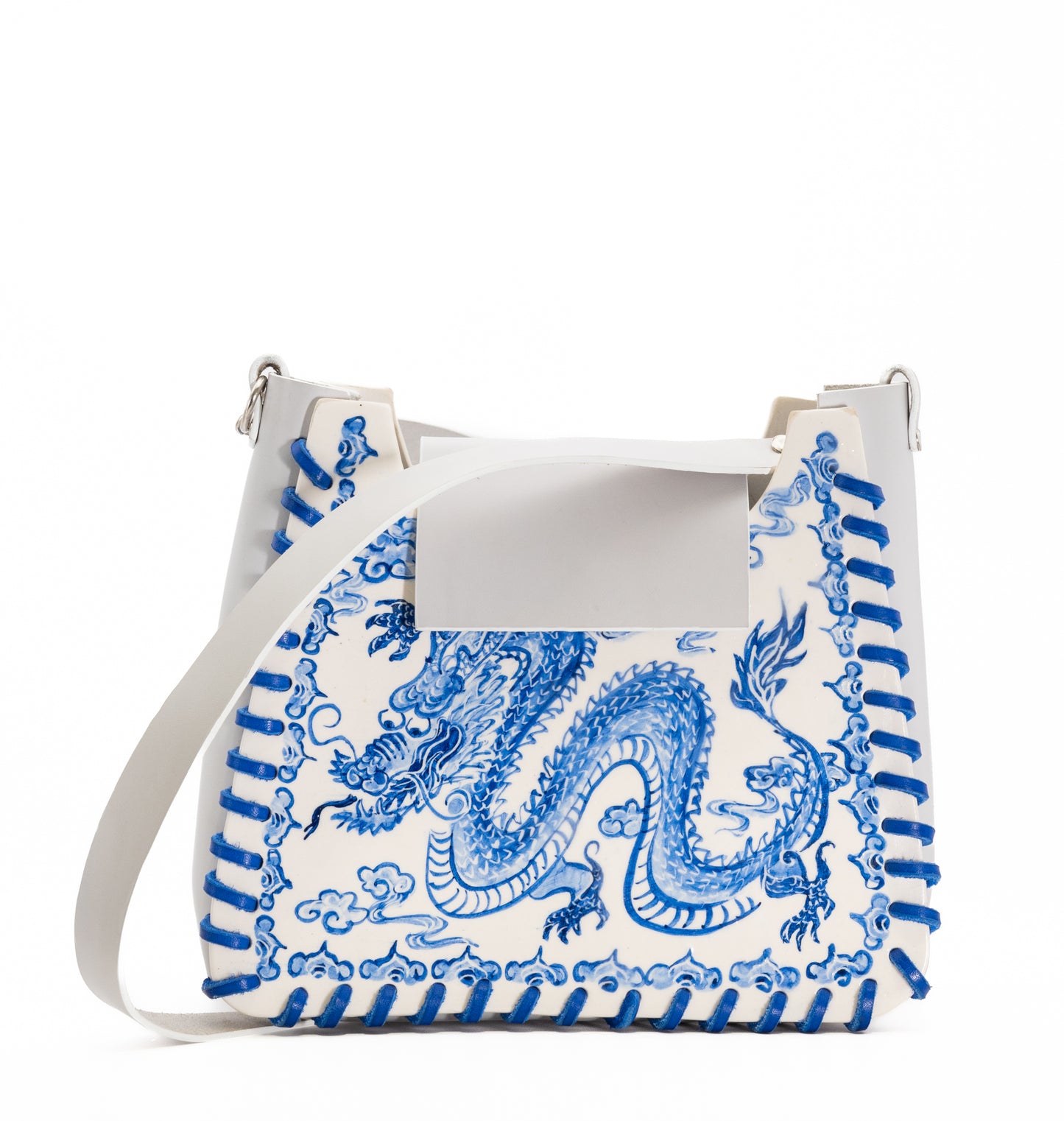 Sac porcelaine et cuir upcyclé 💙grand dragon💙