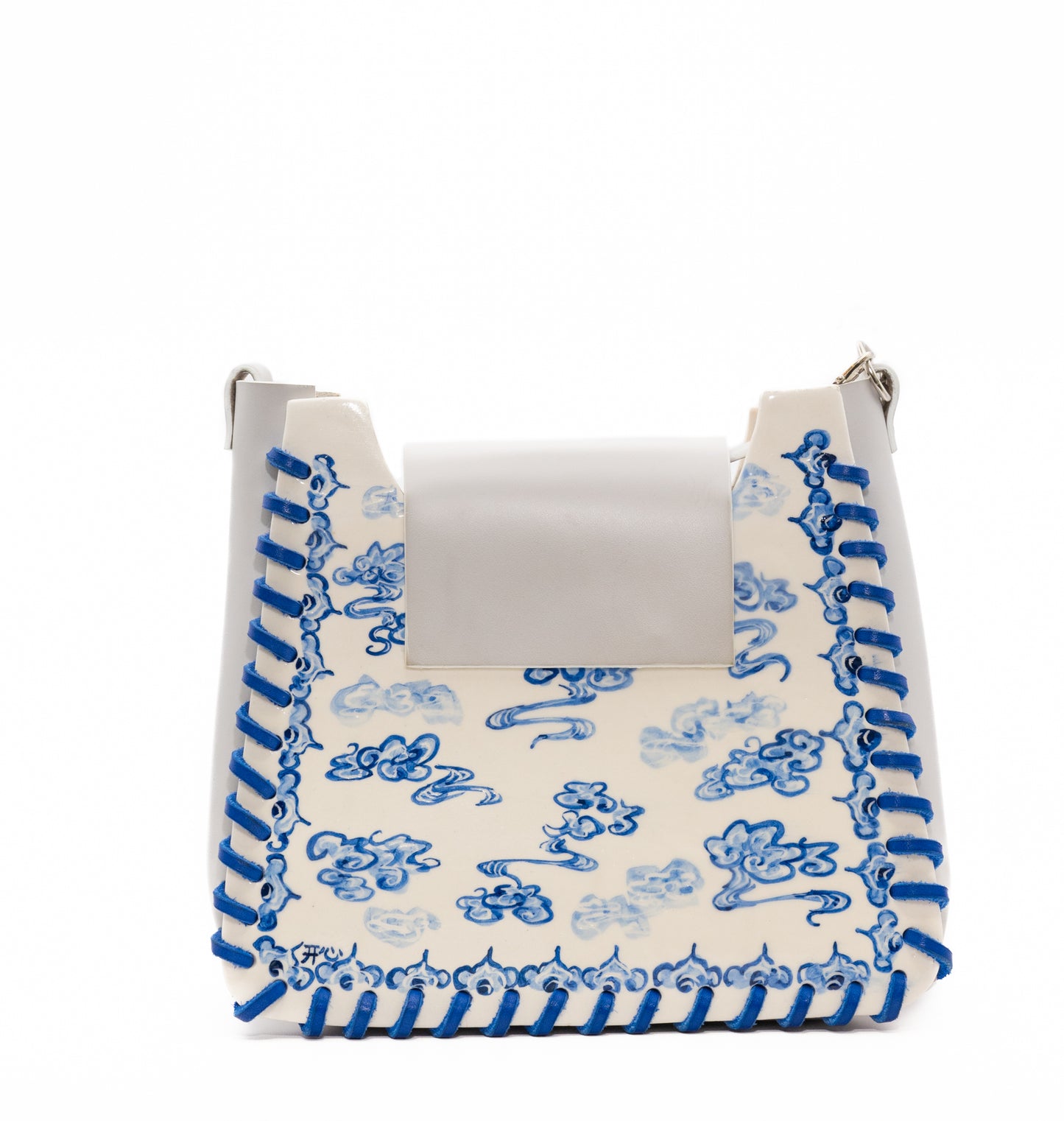 Sac porcelaine et cuir upcyclé 💙grand dragon💙