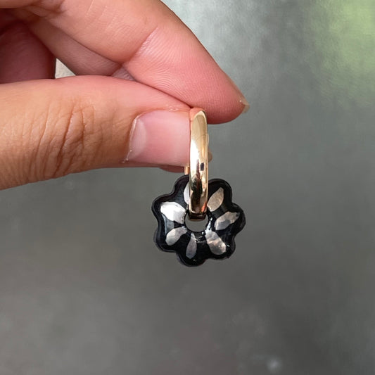 BO888 mini fleur noire et argent